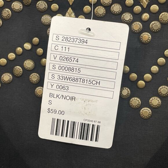 Ecote Shirt Womens Small Black Gold Sheer Embellished Urban Outfitters Cut Out - Picture 6 of 10